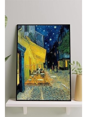(PSTER14665) Kafe Terasta Gece - Sanatsal Çerçeveli Tablo 50 x 70