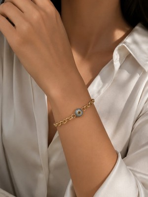 Girift Vintage Ylith Gold Nazar Boncuklu Bileklik