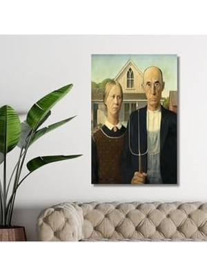 Tekli Dikey Kanvas Duvar Tablosu Grant Amerikan Gotiği, 60 x 90