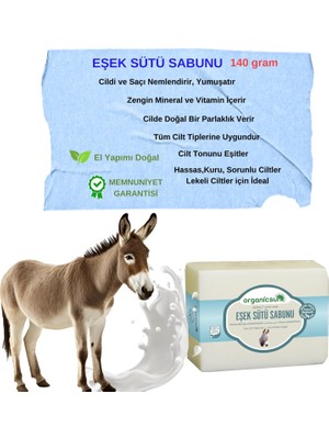 Doğal Eşek Sütü Sabunu 140 gr 1 Adet Tüm Cilt Tipleri Için Anti Aging Etkili B ve E Vitaminli