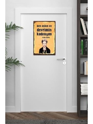 Ben Aşkın ve Devrimin Kadınıyım Retro Ahşap Mdf Tablo