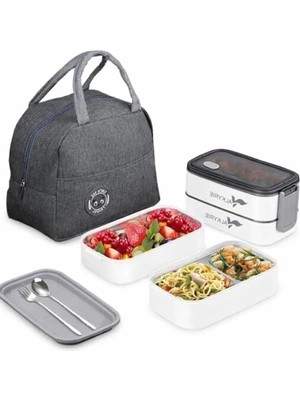 Die Grup Çelik Bölmeli Lunch Box Seti, Sızdırmaz ve Isı Yalıtımlı Çanta ile