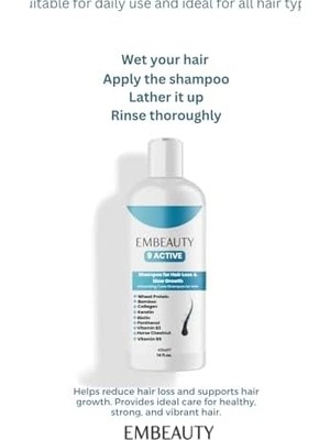 Embeauty Kolajen ve Keratin Saç Dökülmesine Karşı Hızlı Sac Uzatan Dolgunlaştırıcı Onarıcı Besleyici Şampuan