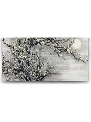 Ay ve Bağdem Çiçekleri Tablosu - 160X80CM
