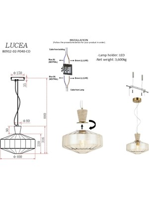 Fulvina 40'lık Tekli Sarkıt 1*E27