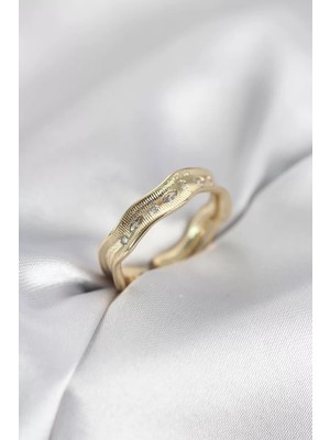 Renas Store Gold Renk Su Model Zirkon Taşlı Kadın Yüzük - TJ-BYK4123