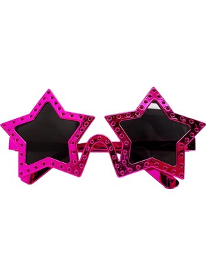 Renas Store Fuşya Renk Yıldız Şekil Parti Gözlüğü 16X7 cm