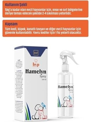 Tech Butiq Hamelyn Bit-Pire-Kene Spreyi, Doğal Koruma, Kedi Köpek Kuş Tavşan Için, 100ML