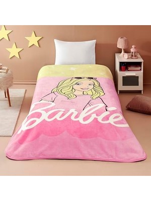 Taç Malibu Çizgi Film Karakteri Pamuk-Polyester Karışım Battaniye, Sarı, Pembe, Tek Kişilik