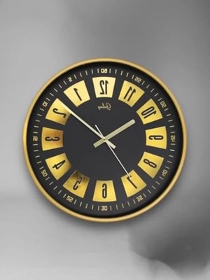 Die Grup Sessiz Akar Duvar Saati, 30 cm Gold Kadran Ile Modern Dekorasyon