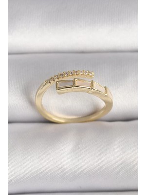 Renas Store Pirinç Gold Renk Zirkon Taş Detaylı Yılan Model Ayarlanabilir Yüzük - TJ-BYK3539