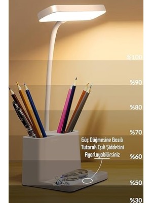 Şarjlı Masa Lambası Dokunmatik Renk Ayarlı Telefon Standlı Dimmer Çalışma Okuma Işığı Q108-1