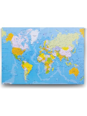 Dünya Haritası Tablosu - 140X100CM