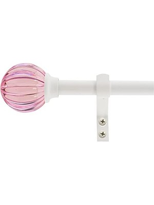 5/8" Yivli Top Perde Çubuğu Seti, 66-48 Inç, Pembe