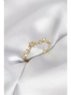Renas Store Gold Renk Gece Temalı Zirkon Taşlı Kadın Yüzük - TJ-BYK4111