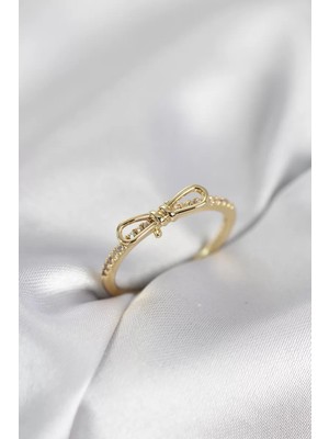 Renas Store Fiyonk Model Zirkon Taşlı Gold Renk Kadın Yüzük - TJ-BYK4097