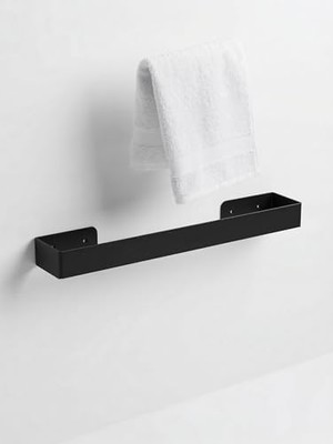 40 cm Yapışkanlı Havlu Askısı Metal Havluluk Delmeden Montaj Banyo Havlu Askılığı Mutfak Havlu Tutucu Lavabo Yanı Havlu Askısı Siyah Duvar Havluluk (Siyah)