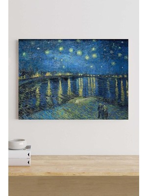(PSTER18983) Ren Nehrinde Yıldızlı Gece - Sanatsal Kanvas Tablo 50 x 70