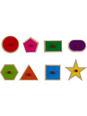 Maketçiniz Ahşap Tutmalı Eğitici Yapboz Geometrik Şekiller