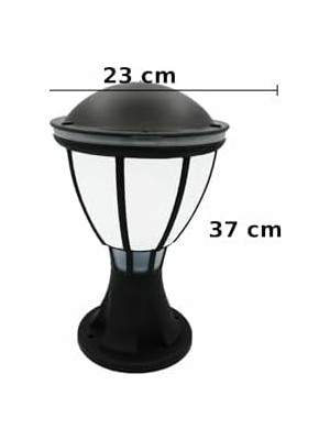Zita Kupa Bahçe Aydınlatma Armatürü 37 cm | E27 Duylu | IP54 Dış Mekan Set Üstü Lamba | Siyah Kasa | Ampul Hariç | Yerli Üretim