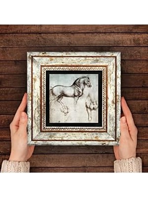 Da Vinci At Heykeli Taş Duvar Tablosu - Çerçeveli Taş Tablo - Dekoratif Duvar Sanatı - Modern Ev ve Ofis Duvar Dekoru T1-16