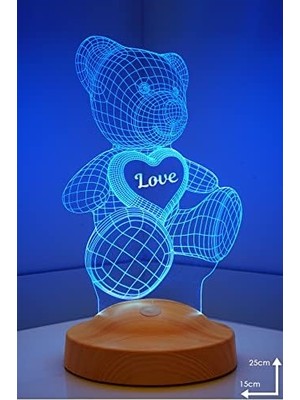 3D Ayı Hediyesi 3 Boyutlu LED Lamba
