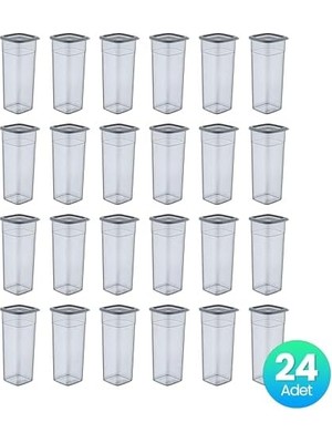 24'lü Set Skali Kare Saklama Kabı 2140 ml