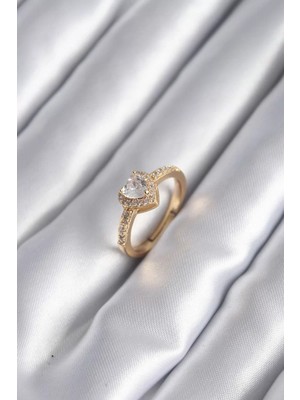 Renas Store Pirinç Gold Renk Zirkon Taşlı Charm Model Kadın Yüzük - TJ-BYK2959