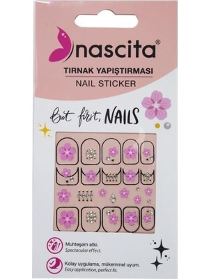 Nascita Işıltılı Çiçek Desenli Tırnak Stickerı - 34