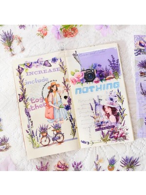 Kolbi 6 Sayfa 74 Adet Şeffaf Mor Lavanta Çiçek Bullet Journal Laptop Ajanda Planlayıcı