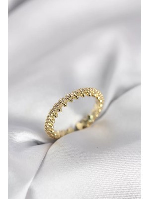Renas Store Gold Renk Sıralı Zirkon Taşlı Model Kadın Yüzük - TJ-BYK4060