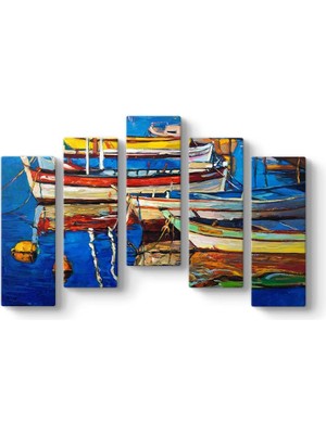 Güzel Tekneler Tablosu 112 x 72-5 Parçalı