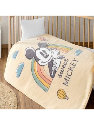 Taç Mouse Toolkit Çizgi Film Karakteri Pamuk-Polyester Karışım Battaniye, Bej, Siyah, Bebek