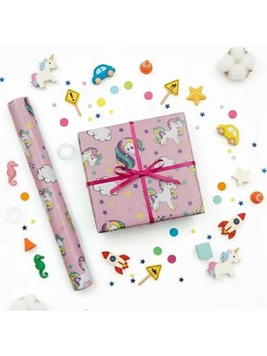 Die Grup Çocuklar Için Eğlenceli Temalı Hediye Paketleme Kağıdı, 70X100 Cm, 2'li Set