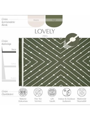 Lovely Yeşil Kilim Halı Çift Taraflı Makinede Yıkanabilir Banyo Mutfak Balkon Kilimi