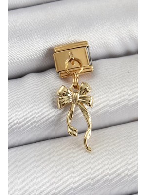 Renas Store 316L Çelik Sallantılı Uzun Fiyonk Model Gold Renk Nomination Charm - TJ-BC1403