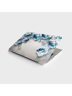 Laptop Bilgisayar Notebook Pc Kaplama Etiketi Mavi Gül Yapraklar
