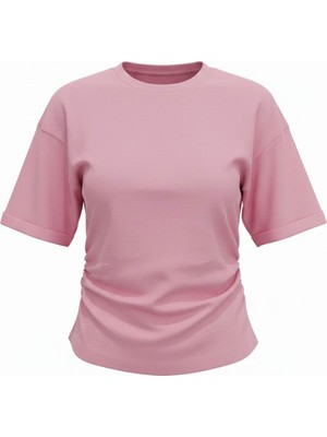 Magarde Yarasa Kol Büzgülü Bluz- Pembe