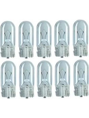 Die Grup 10 Adet W5W T10 Dipsiz Ampul, 12V 5W