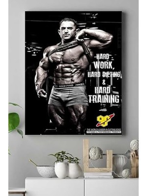 (PSTER16138) Hard Work Vücut Geliştirme Body Building Fitness Kanvas Tablo 50 x 70