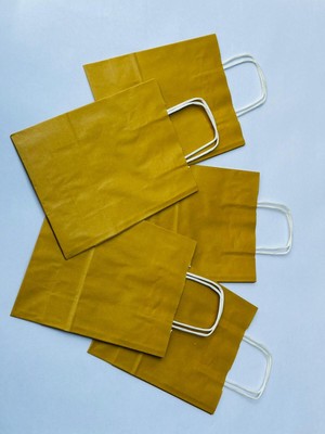 Orbak Kağıtçılık 1.kalite 18X8X24CM 5’li Yağ Yeşili Renkli Kraft Kağıt Çanta Hediye Poşeti Hediye Paketi Kraft Çanta