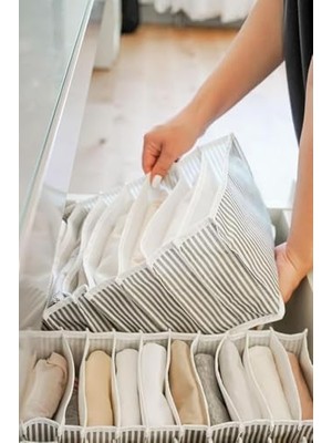 Akordiyon Düzenleyici Organizer Kumaş Sütyen Çamaşır Düzenleyici Çekmece Içi Organizer, Katlanabilir Iç Çamaşırı Organizeri, Dolap ve Çekmece Düzenleyici (24X37X18 Cm)