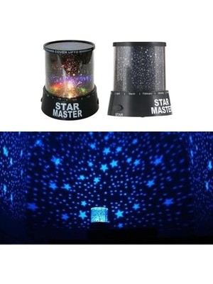 Star Pilli Gökyüzü Projeksiyonlu LED Renkli Yıldızlı Tavan Işık Yansıtma Gece Lambası