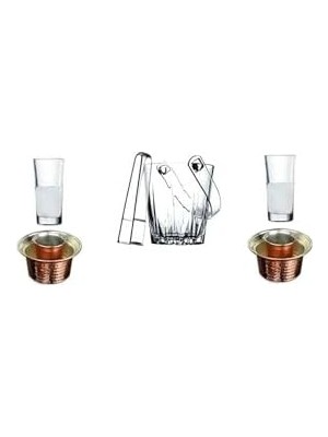 6 Parça Meşrubat Rakı Bardak Bakır Ehlikeyf Buz Kovası Seti 869541202214456