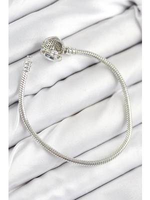Renas Store Pirinç Charm Zirkon Taşlı Model Gümüş Renk Kadın Bileklik