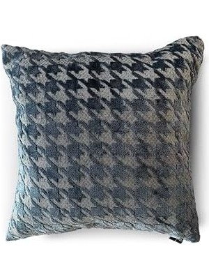 Yastık Kılıfı, Kazayağı Deseni, Polyester Karışımı, 50 x 50 Cm, Mavi Desenli,