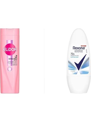 Elidor Ultra Işıltı 100 Şampuan 400 ml + Rexona Üstün Koruma Kadın Roll On Deodorant Dry 72 Saat Kesintisiz Koruma 50 ml