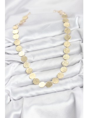 Renas Store Yuvarlak Plaka Model Gold Renk Kadın Kolye