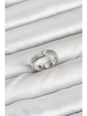 Renas Store Pirinç Gümüş Renk Zirkon Taşlı Kutup Yıldızı Model Kadın Yüzük - TJ-BYK3899