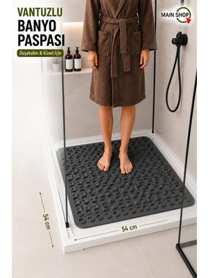 MAİN SHOP Kare Masajlı Silikon Banyo & Duş Kaydırmazı Antrasit Renk M-150